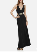 BCBG Max Azria Brooch-Trimmed Cutout Gown NNH6219752, Size 8/Black