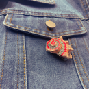 Seashell Embellished Gemstone Brooch Enamel Pin