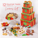 Christmas Gift Basket – Three-Tier Tower of Holiday Chocolates, Caramels & Treats