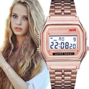 LED Digital Watch – Steel Strap Multifunction Sports Wristwatch