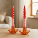 Set of 2 Tapered Candle in Red Pink | Aesthetic Unscented Table Decor Candlesticks | Gift for Her