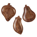 Set of 3 Fruit Shaped Food Bowls | Wooden Pear Strawberry and Eggplant Shaped Serving Dishes