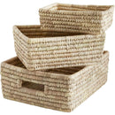 Set of 3 Rectangular Baskets | Storage Bins with Handles Home Shelf Organizers