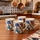 Set of 4 Handmade in Türkiye Ceramic Botanical Mugs - 9 Styles Available
