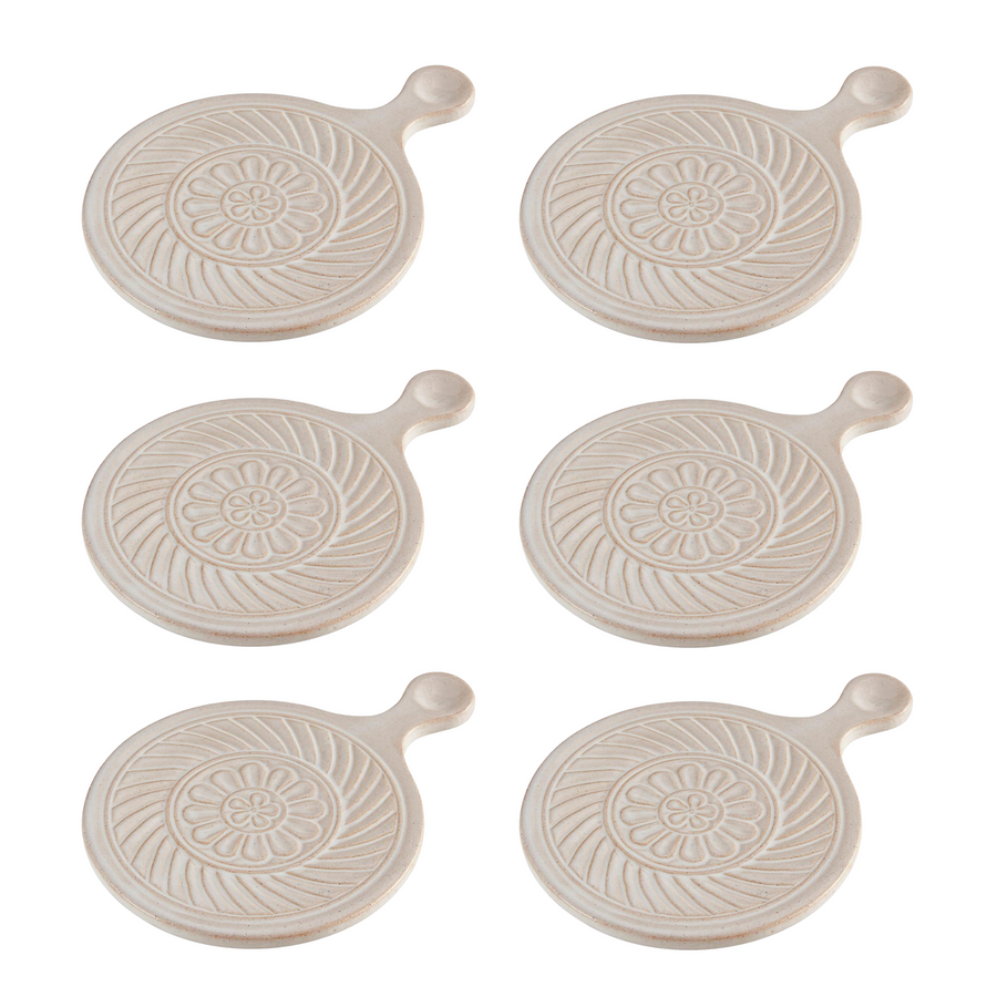 Set of 6 Mini Serving Trivets | Rustic Hot Dishes Ceramic Stand | 5