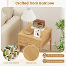 Set of 1/2 Bamboo Nightstand Bedside Table with Storage Drawer and Open Shelf
