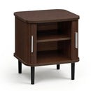 Fluted Nightstand with Sliding Doors and Adjustable Shelf