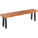 Set of 1 Outdoor Acacia Wood Benches 2-3 People Backless Garden Front Benches with Metal Frame-1 Piece