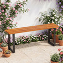 47.5" Acacia Wood Patio Bench with Metal Legs