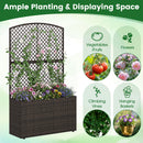 Set of 2 49 Inch Raised Garden Bed with Trellis and Wicker Planter Box