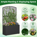 Set of 2 49 Inch Raised Garden Bed with Trellis and Wicker Planter Box