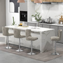 Set of 2 Bar Chairs with Footrest Electroplated Metal Base and Anti-Slip Ring