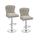 Set of 2 Bar Chairs with Footrest Electroplated Metal Base and Anti-Slip Ring