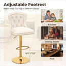 Set of 2 Bar Chairs with Footrest Electroplated Metal Base and Anti-Slip Ring