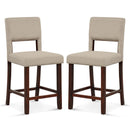 2 Piece Bar Chair Set with Hollowed Back and Rubber Wood Legs