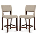2 Piece Bar Chair Set with Hollowed Back and Rubber Wood Legs