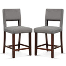 2 Piece Bar Chair Set with Hollowed Back and Rubber Wood Legs
