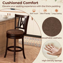 Set of 2 Bar Stools Swivel Bar Chairs with Footrest and Hollowed Backrest