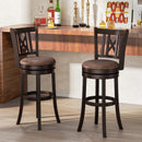 Set of 2 Bar Stools Swivel Bar Chairs with Footrest and Hollowed Backrest