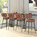 Set of 2 Bar Stools with Padded Seat and Footrest for Kitchen Island-Brown and Black