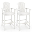 Set of 2 Counter Height Outdoor HDPE Bar Stool with Armrests and Footrest