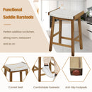 Set of 2 25.5 Inch Dining Bar Stool with Seaweed Woven Seat