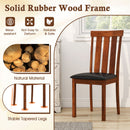 Set of 2 Dining Room Chairs with Rubber Wood Frame PU Leather Seat-Walnut