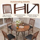 Set of 2 Folding Chairs with Padded Seat and Rubber Wood Frame-Brown