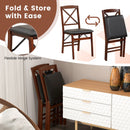 Set of 2 Folding Dining Chairs with 400 LBS Capacity-Brown