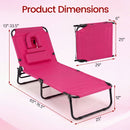 Set of 2 Folding Face Down Tanning Chair with Face Hole 3 Removable Pillows