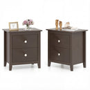 Set of 2 Modern Nightstand with two Drawers for Small Spaces-Rustic Brown