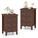 Set of 2 Nightstand End Beside Table Drawers