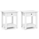Set of 2 Nightstand with Drawer 3-Tier Modern Bedside Table with Open Shelf and Storage