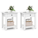 Set of 2 Nightstand with Drawer 3-Tier Modern Bedside Table with Open Shelf and Storage