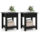 Set of 2 Nightstand with Drawer 3-Tier Modern Bedside Table with Open Shelf and Storage