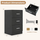Set of 2 Nightstand with Charging Station End Table with 3 Storage Drawers Bedside Table for Bedroom