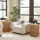 Set of 2 Nightstand with Charging Station End Table with 3 Storage Drawers Bedside Table for Bedroom
