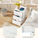 Set of 2 Nightstand with Charging Station End Table with 3 Storage Drawers Bedside Table for Bedroom