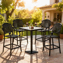 Set of 2 Outdoor Bar Stool 25.5 Inch Counter Height Cast Aluminum Bar Chairs-Copper