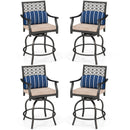 Set of 2 Outdoor Bar Height Chair with Soft Cushions