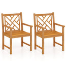Set of 2 Outdoor Dining Chairs Acacia Wood with Cross-Pattern Backrest