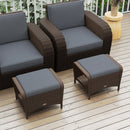 Outdoor PE Wicker Ottomans Set of 2 with Removable Cushions