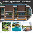 Set of 2 PE Wicker Patio Bar Chairs with Acacia Wood Armrests-Set of 2