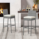Set of 2/4 Patio Wicker Barstools with Soft Seat Cushion and Cozy Footrest