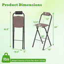 Portable Bar Height Stools Set of 2 with Footrest - Folding