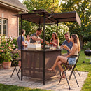 Portable Bar Height Stools Set of 2 with Footrest - Folding