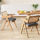 Set of 2 Rattan Accent Chairs with Padded Cushion and Rubber Wood Frame