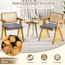 Set of 2 Rattan Accent Chairs with Padded Cushion and Rubber Wood Frame
