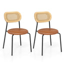 Set of 2 Rattan Dining Chair with Metal Legs