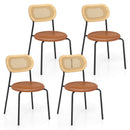 Set of 2 Rattan Dining Chair with Metal Legs
